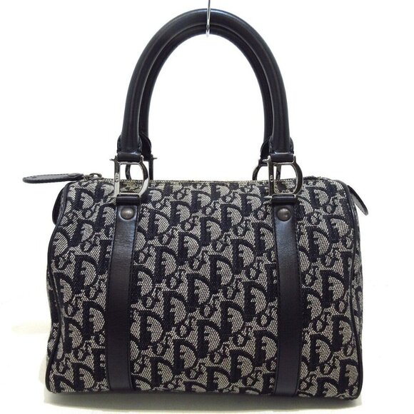 100% Authentic ChristiaDior Logogram Light gray Dark Navy Hand Bag - Picture 1 of 13